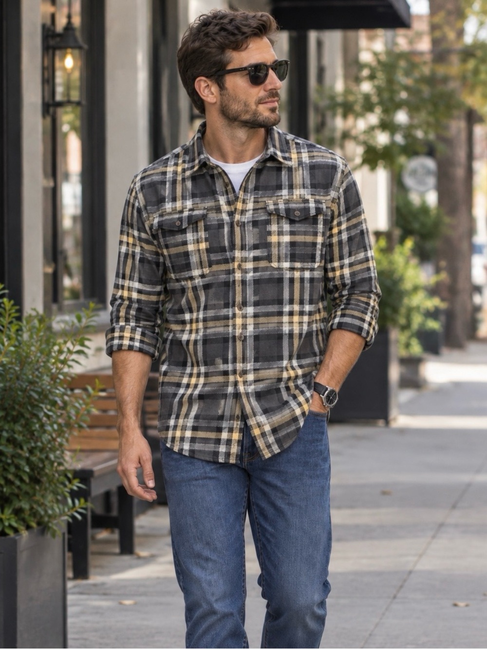 The North Face Men's Gray Plaid Button-Up Shirt Casual Long Sleeve Flannel XXL